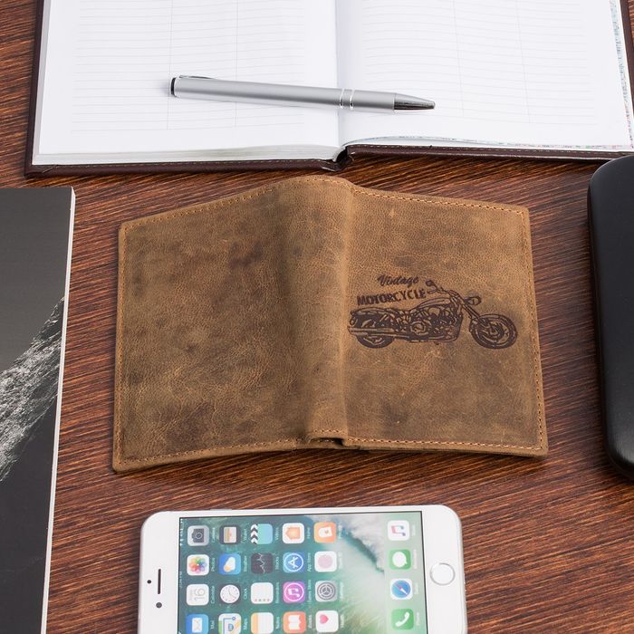 Portfel skórzany męski brązowy nubuk skóra Harley RFiD motocykl nowy