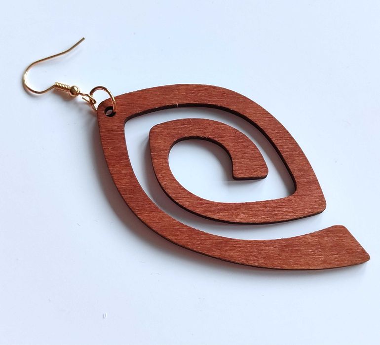 Nowe kolczyki drewniane boho vintage naturalne spiralne