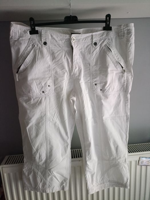Białe spodnie rybaczki H&M XXL