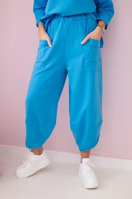 Komplet Bawełniany Bluza + Spodnie Turkusowy