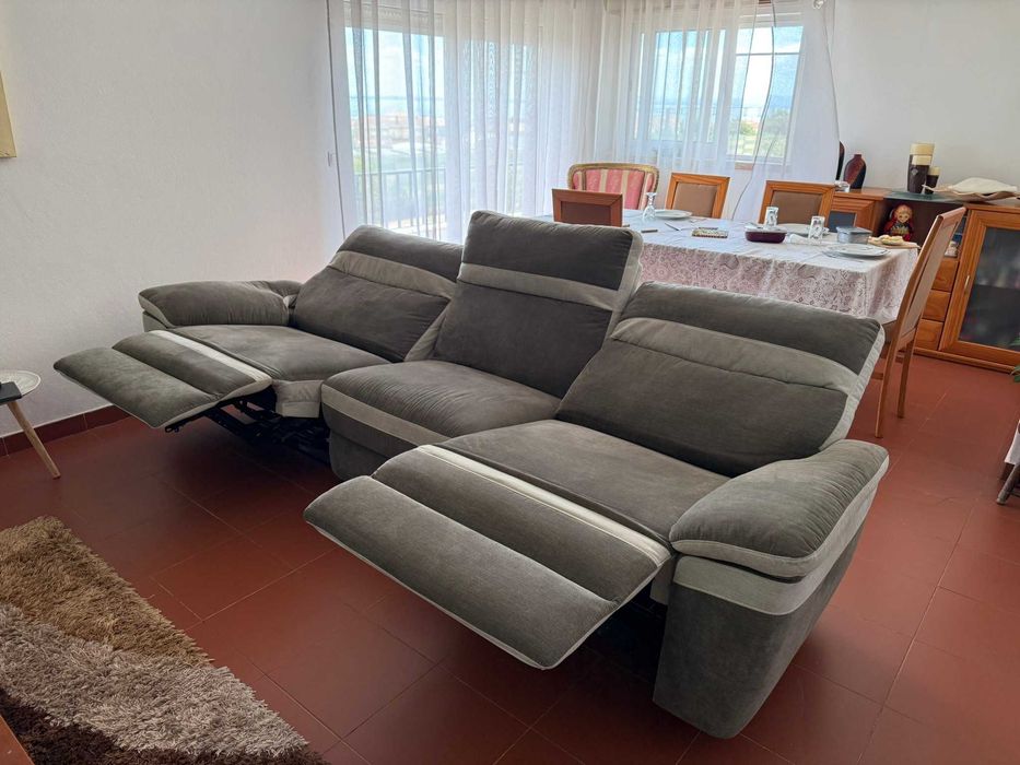 Sofá 3 Lugares Relax Elétrico  Bege 280cm — Novo — €730