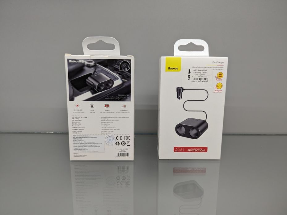 Автомобільне зарядне Baseus High Efficiency 2USB 3.1A 2прикурювача 80W