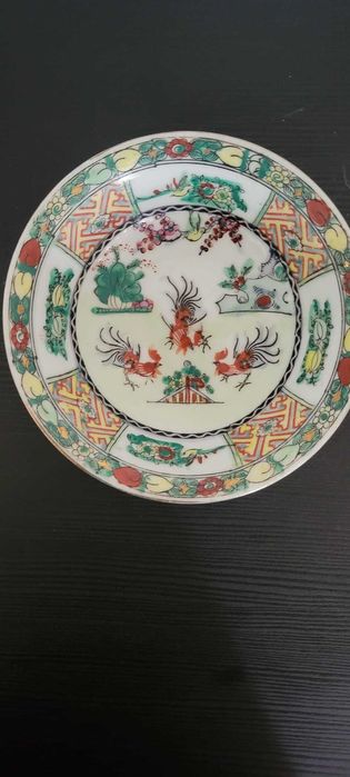 Taça/Prato em Porcelana de Macau - Decoração "Galo" - Pintado à Mão