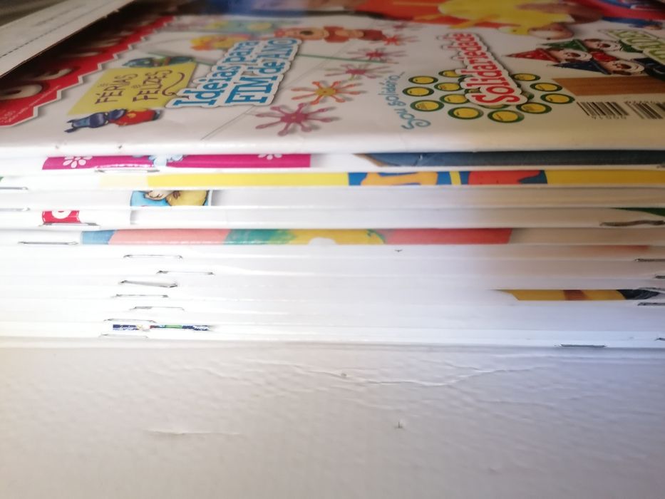 Caixa da educadora com várias revistas temáticas