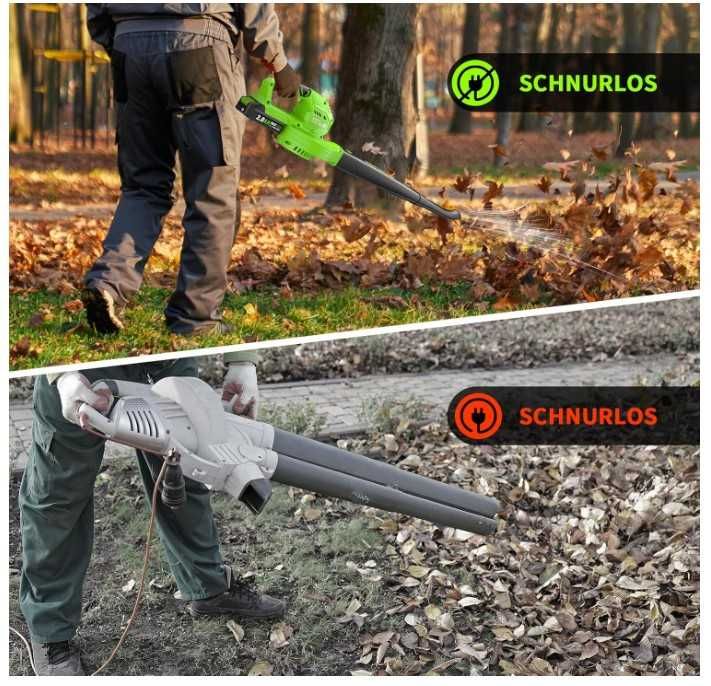 Bezprzewodowa dmuchawa do liści 3 biegi, 120km/h, 2 bateria 2Ah