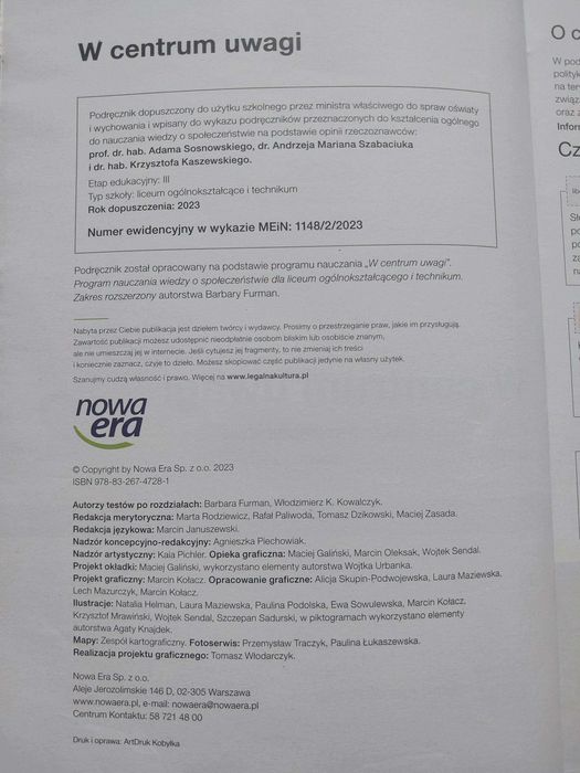 Podręcznik WOS W Centrum Uwagi 2 LO Technikum