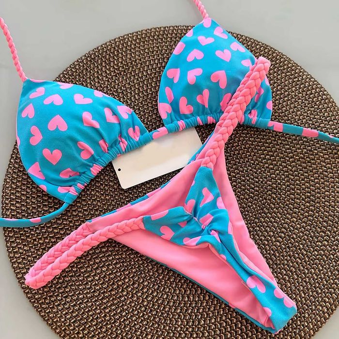 Bikini Stringi z Push Up Damski Strój Kąpielowy Stanik Wiązany L