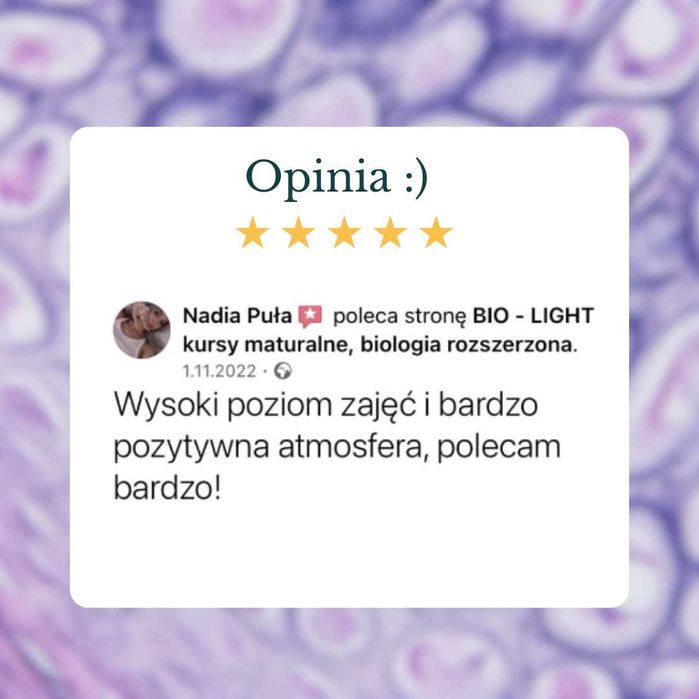 Biologia warsztaty maturalne, korepetycje. Nauczycielka, egzaminator.