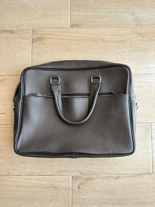 Кожаный портфель сумка барсетка  коричневый Guess серый мужской кожа