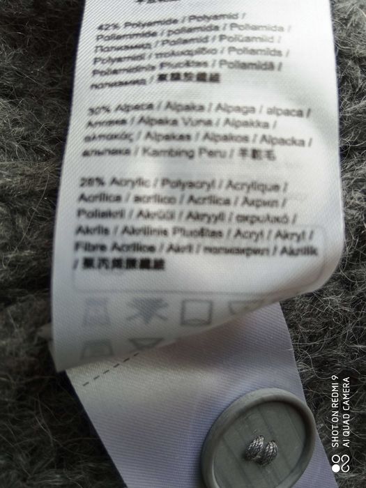 ESPIRIT sweter kardigan szary melanż alpaka splot puszek 48 50 52