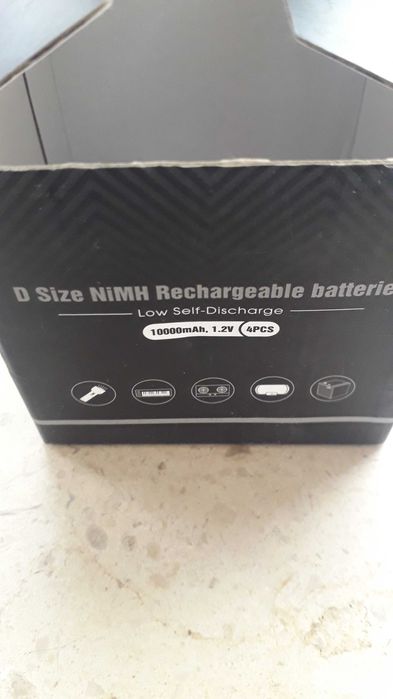 4 Pilhas D novas, 10.000 mh recarregáveis