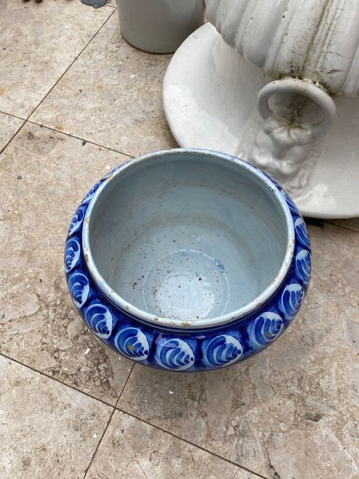 Vaso Cachepot Caldas da Rainha 22 cm Séc XIX Assinado Marcado