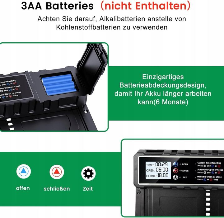 Automatyczne drzwi, klapa dla kurczaków z timerem