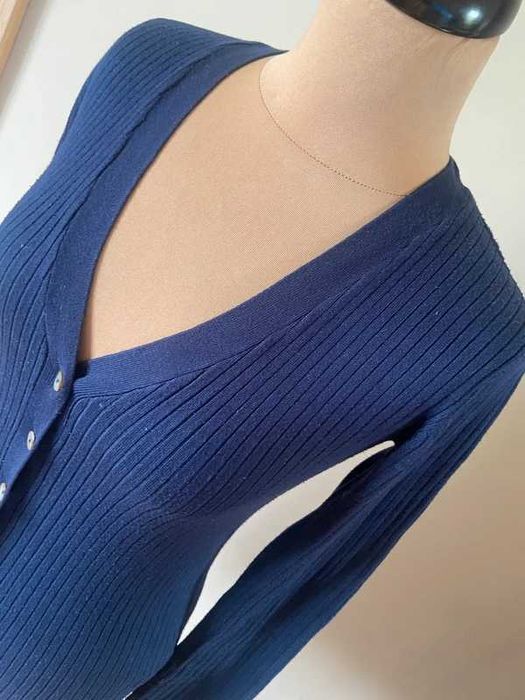 Kardigan granat prazkowany sweter zara basic l xl wiskoza nylon 40