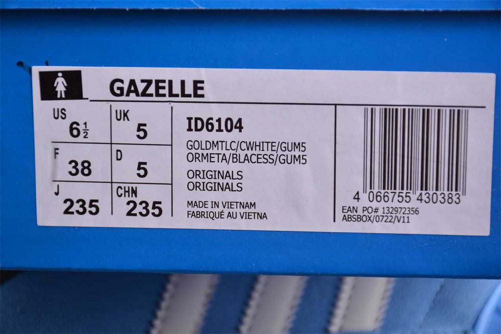 Adidas Gazelle Azul Claro/Branco Novas – Tamanho 38