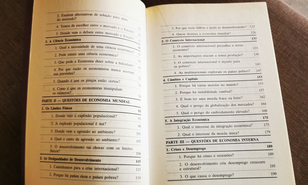 Livro " 55 perguntas sobre a economia do nosso tempo" de 1995