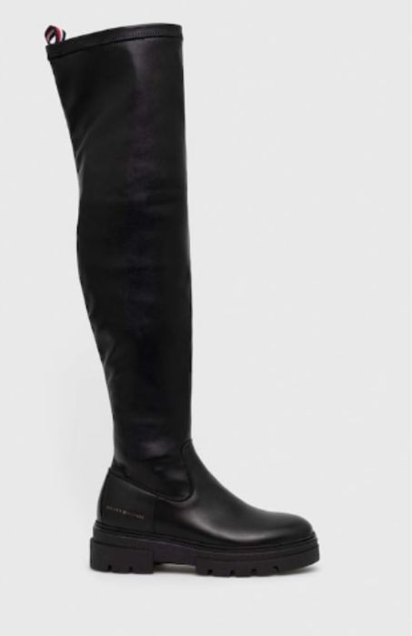 Шкіряні чоботи Tommy Hilfiger Monochromatic Over The Knee Boot