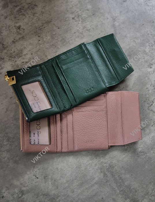 Кожаный женский компактный кошелек JCCS. Шкіряний гаманець