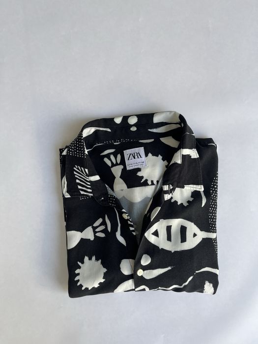 Camisa Zara com Padrão Preto e Branco