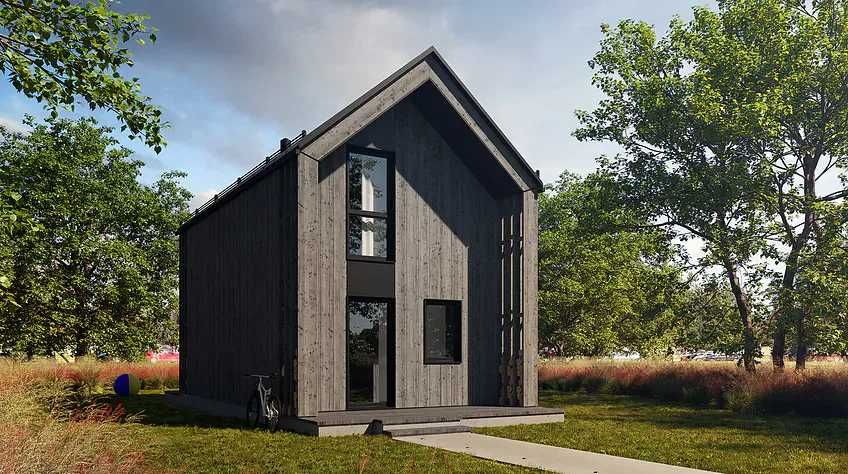 Dom drewniany, szkieletowy, letniskowy, całoroczny