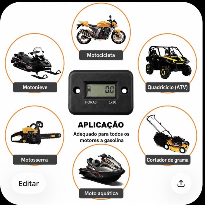 Contador digital LCD impermeável de horas/rotação