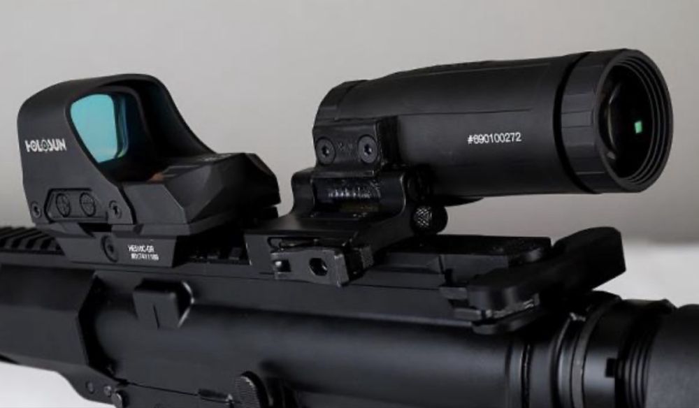 Приціл коліматора Holosun Open Reflex HS510C 2 MOA швидкознімний + збільшувач Holosun HM3X 3x на Weaver