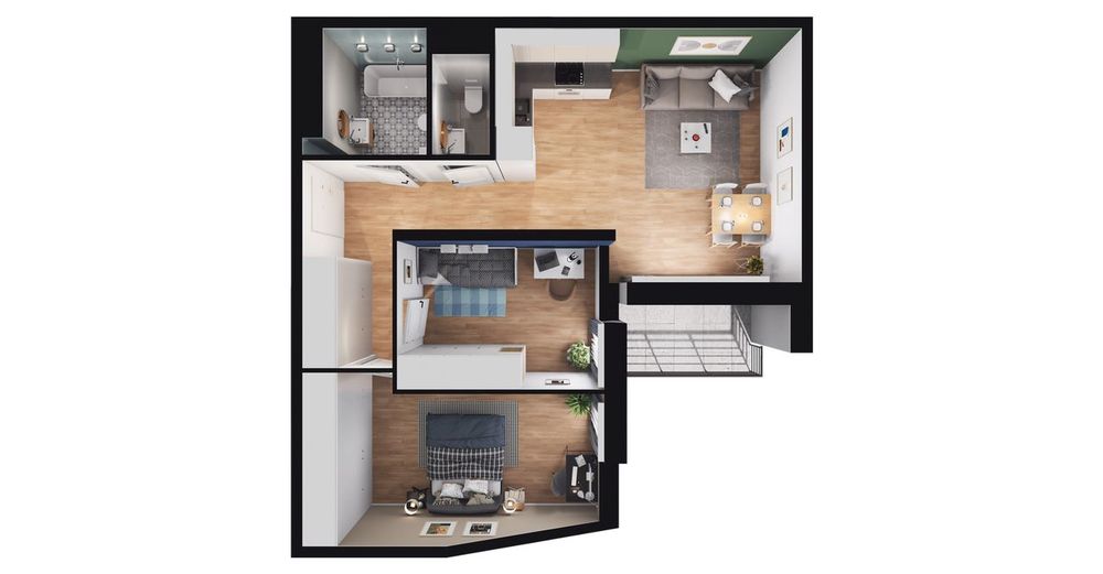 3-pokojowe mieszkanie 60 m² + balkon - Widok 3