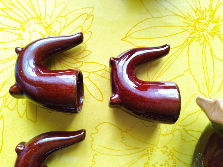 Dzbanek Karafka mleczniki zestaw Gliniane PRL