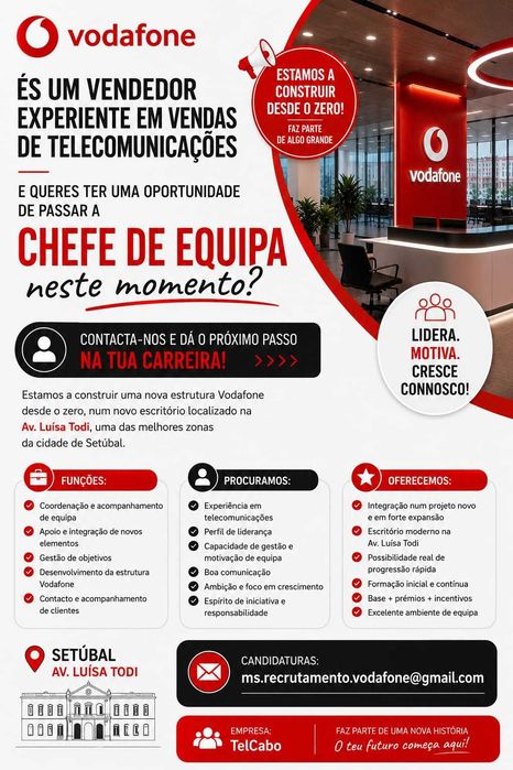ÉS VENDEDOR EXPERIENTE ? Passa agora a Chefe de Equipa!