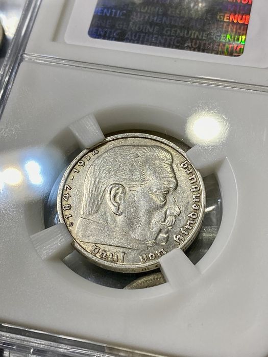2 рейхсмарки 1938 B, слаб на подарок, Третий Рейх, срібло, антиквариат на подарунок