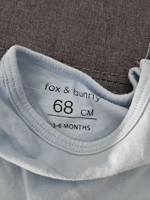 Body niemowlęce błękitne gładkie długi rękaw Fox & Bunny