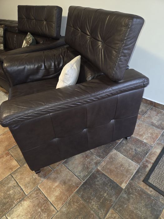 Komplet premium sofa rozkładana i fotele skóra