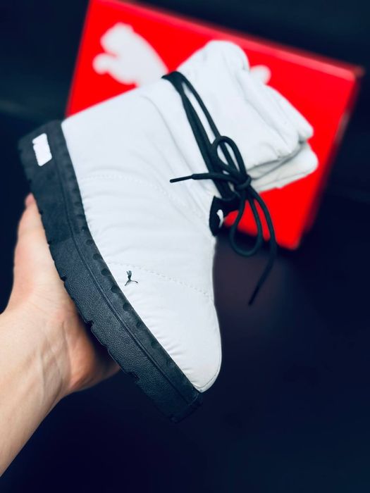 Жіночі сапоги Puma Сірі зимові термо дутики пума сноубутси на хутрі