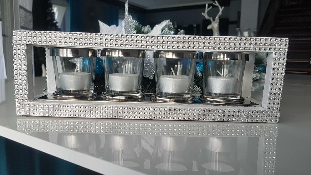 Świecznik Poczwórny Biały Glamour