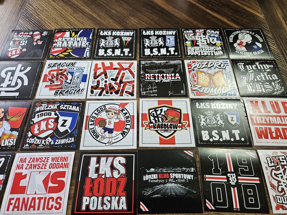 Vlepki ŁKS Łódź 48sztuk osiedla! każda inna  +10 sztuk gratis