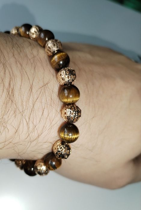 Pulseiras semi preciosas olho de tigre e olho de boi