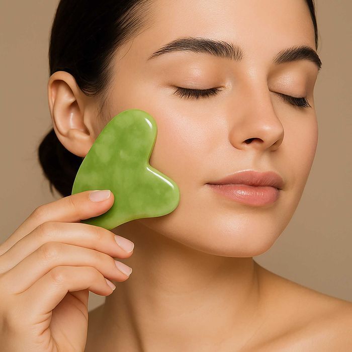 Masażer jadeitowy roller do twarzy szyi pod oczy kamień gua sha 3w1