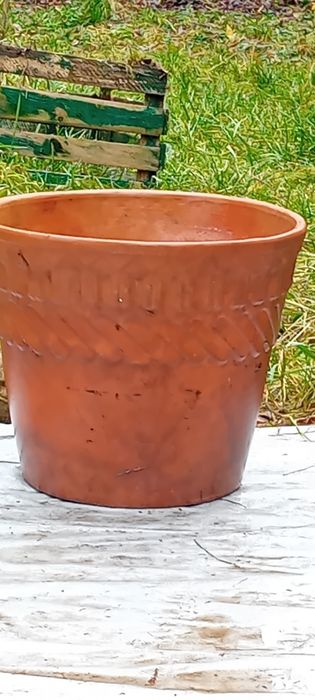 Donica ceramiczna 34,5 cm ,vintage wypalana bez szkliwa