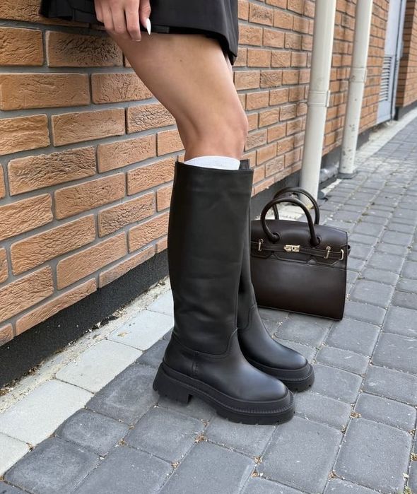 Сапожки сапоги трубы! Натуральная кожа! Тренд Zara