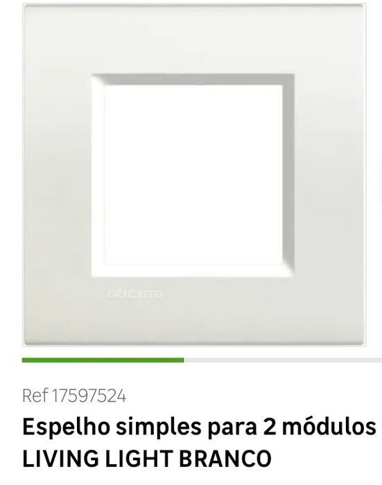 Espelho Bticino branco para dois módulos