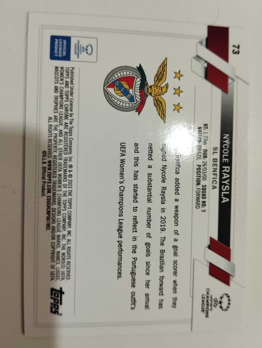 Carta Paralela Topps Chrome Benfica