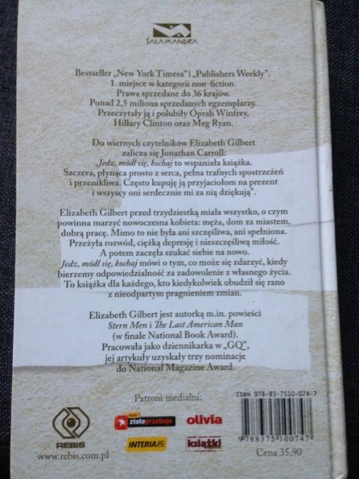 Jedz, módl się, kochaj - Elizabeth Gilbert