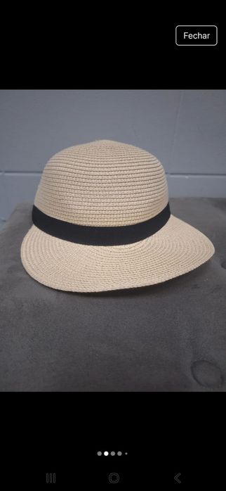 Boné de palha com velcro para mulher novo