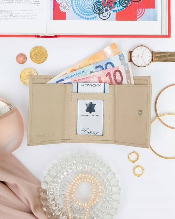 mały portfel damski ze skóry naturalnej - rovicky