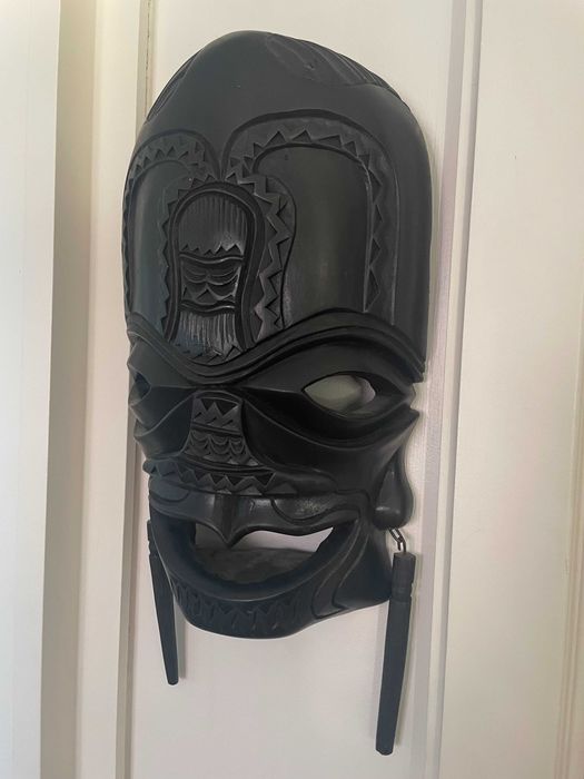 Conjunto de 3 máscaras decorativa Africana, esculpidas em madeira