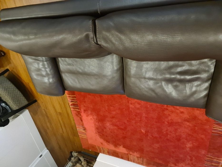 Sofá 3 lugares Roche Bobois em Pele Castanha Escura