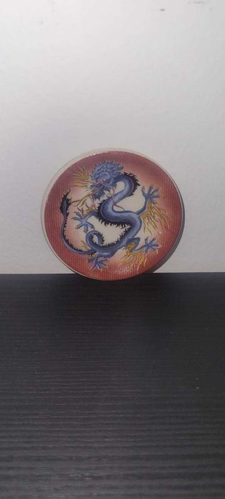 Mini Prato Decorativo / Pousa-Copos em Porcelana - Dragão Imperial
