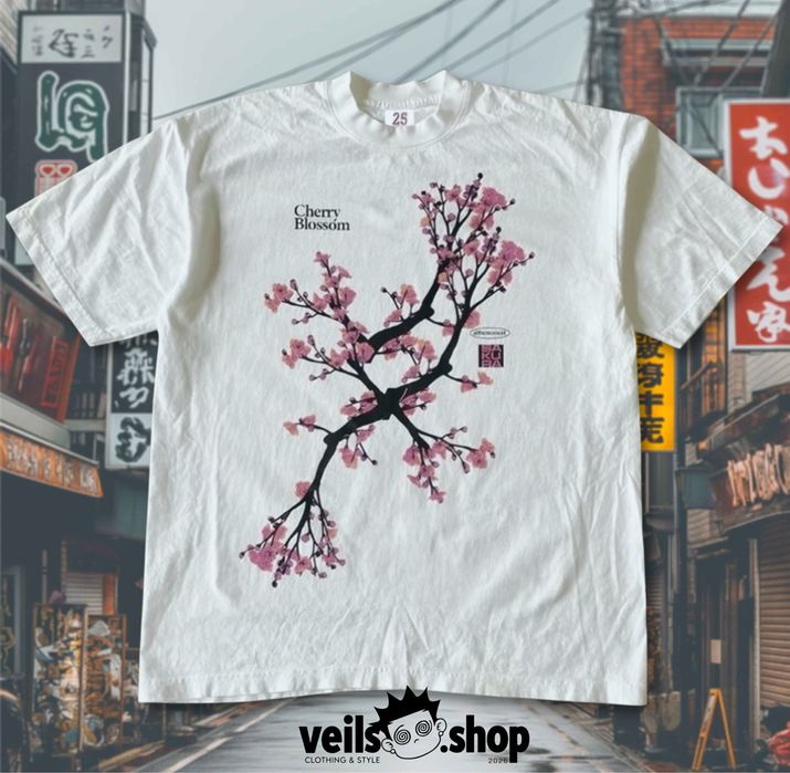 Футболка с сакурой, Japan type archive y2k, opium, drip dril vintage