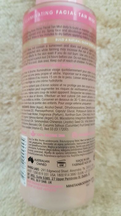 Rose Mgiełka brązująca do Twarzy mine tan body skin glow