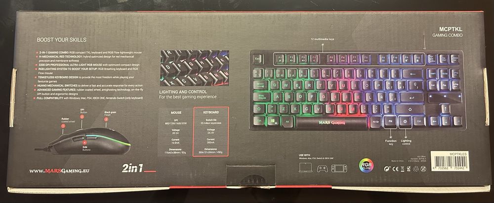Teclado + Rato Gaming RGB Mars Gaming